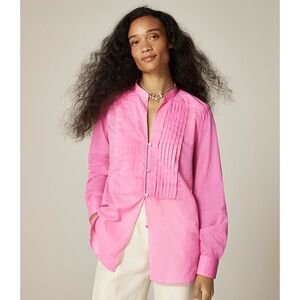 NWT J. Crew Pintuck Top Blouse Cotton Voile Pink Cherry